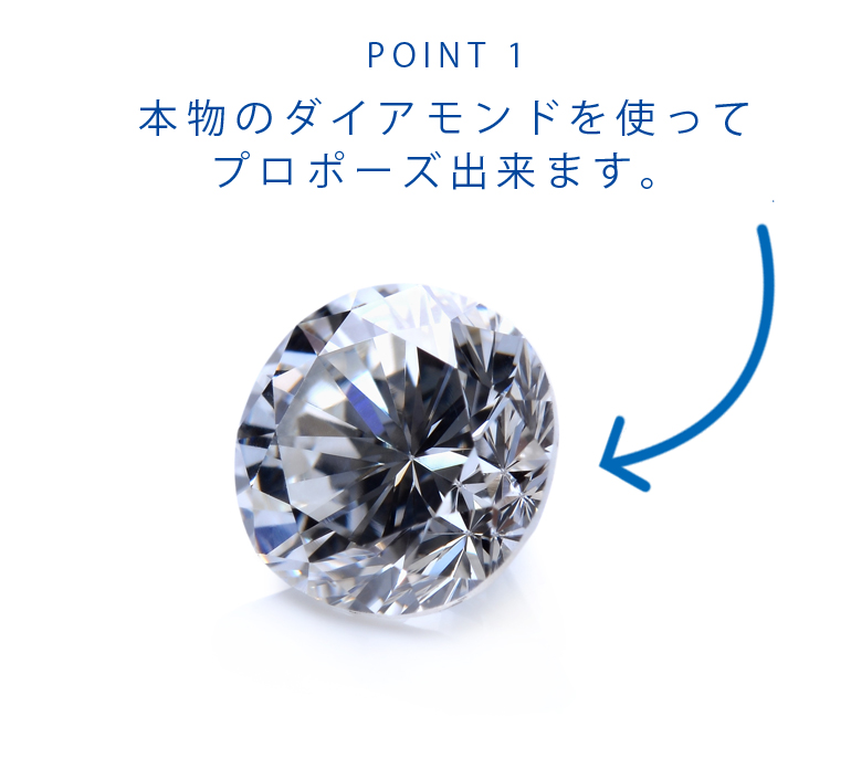 POINT1 本物のダイアモンドを使ってプロポーズ出来ます。